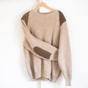 Brenire 100% Shetland Wool Sweater Suede Details